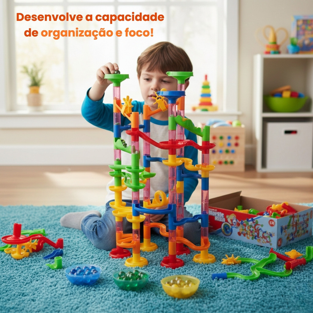 Pista de Montar Bolinha De Gude Rola Bola Peças Para Construir Pista de Corrida