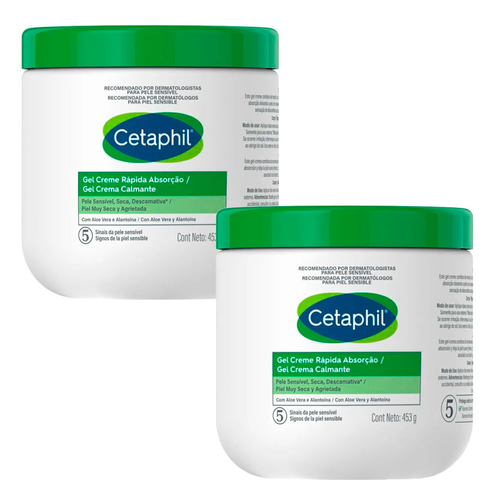 Kit 2 Cetaphil Gel Creme Calmante Rápida Absorção 453g em Oferta na Shopee