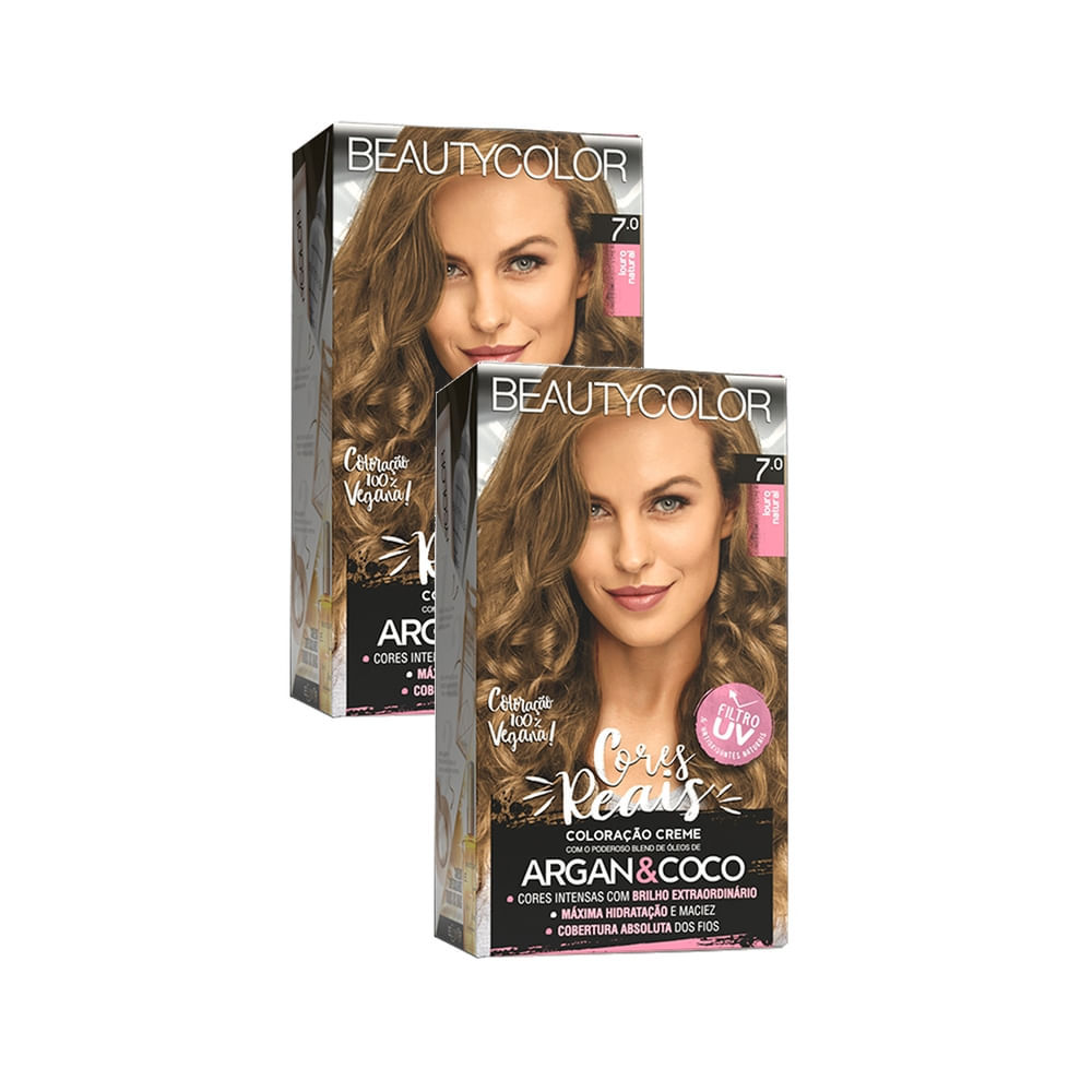 Kit 2 Tintura Creme Beauty Color Louro Natural 7.0