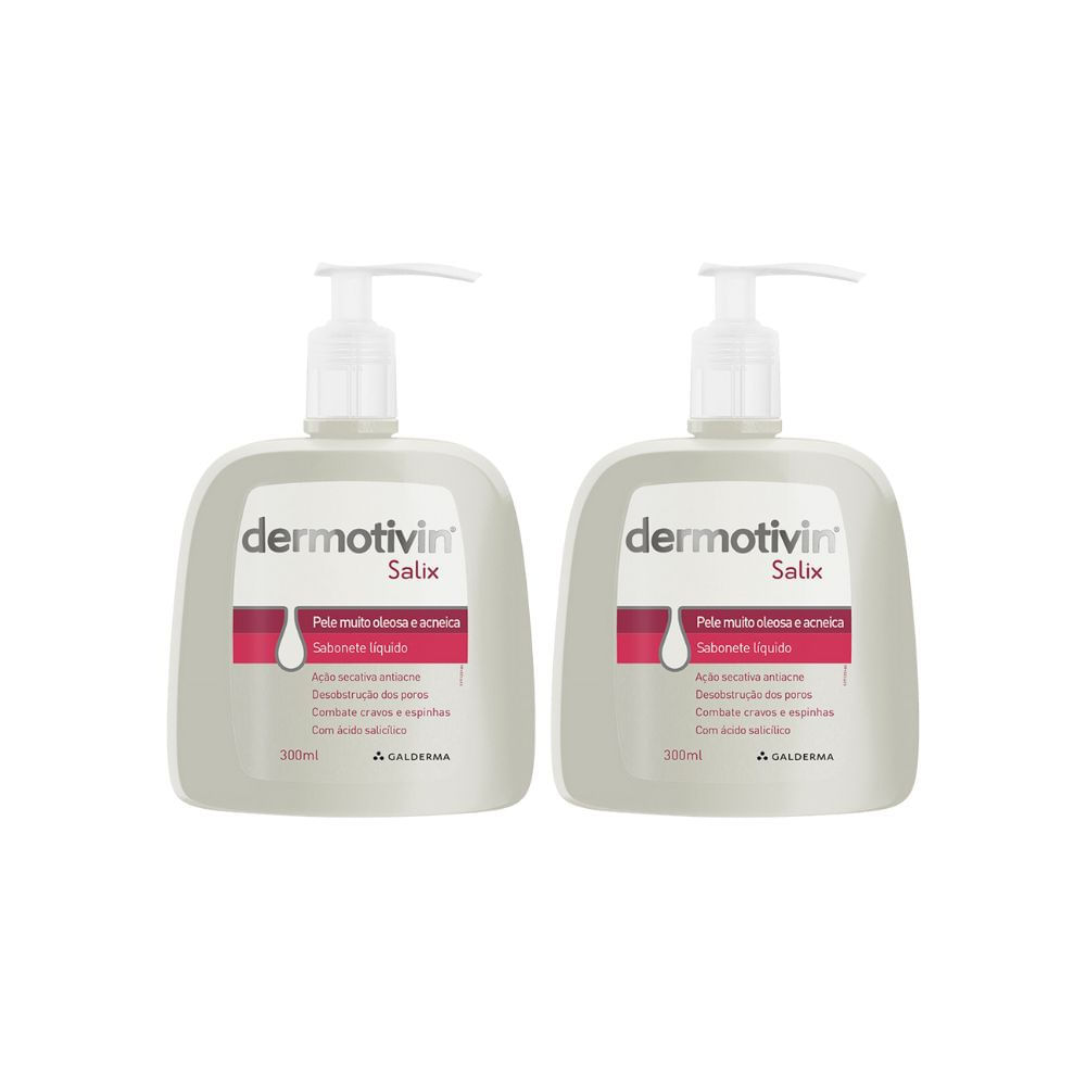 Kit 2 Dermotivin Salix Sabonete Líquido para Pele Acneica 300ml em Oferta na Shopee