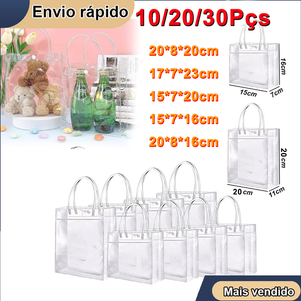 10/20/30 Sacos de Presente Transparentes Reutilizáveis-Armazenamento de Plástico para Lembrancinhas e Presentes em Oferta na Shopee