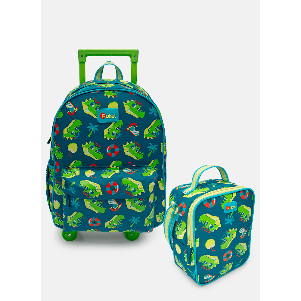 Kit Mochila com Rodinha e Lancheira Jacaré Relax em Oferta na Shopee