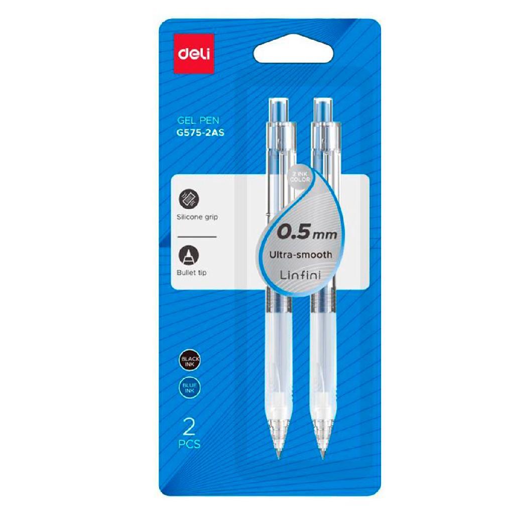 Caneta de gel retrátil ponta bullet 0,5 mm transparente 2 unidade