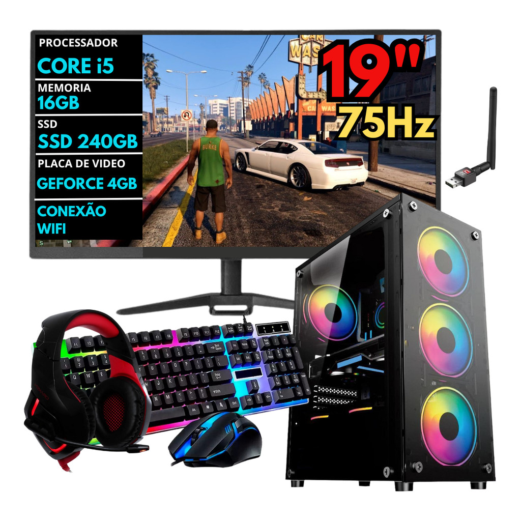Pc Gamer Intel I5 Ssd 240gb 16gb Placa Video 2gb 19 Pol 16 Gb