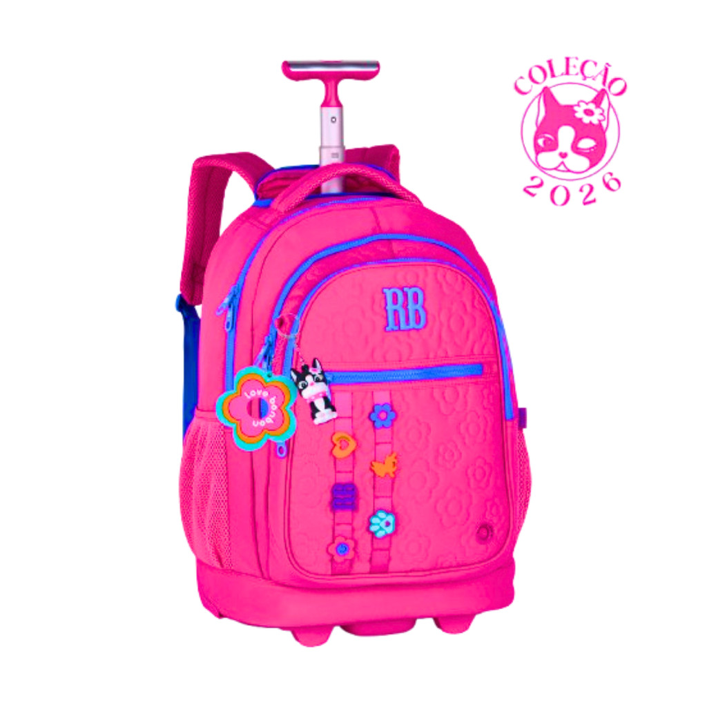 Mochila de Rodinhas Rebecca Bonbon Flower Power - Clio Style Cor:Rosa em Oferta na Shopee