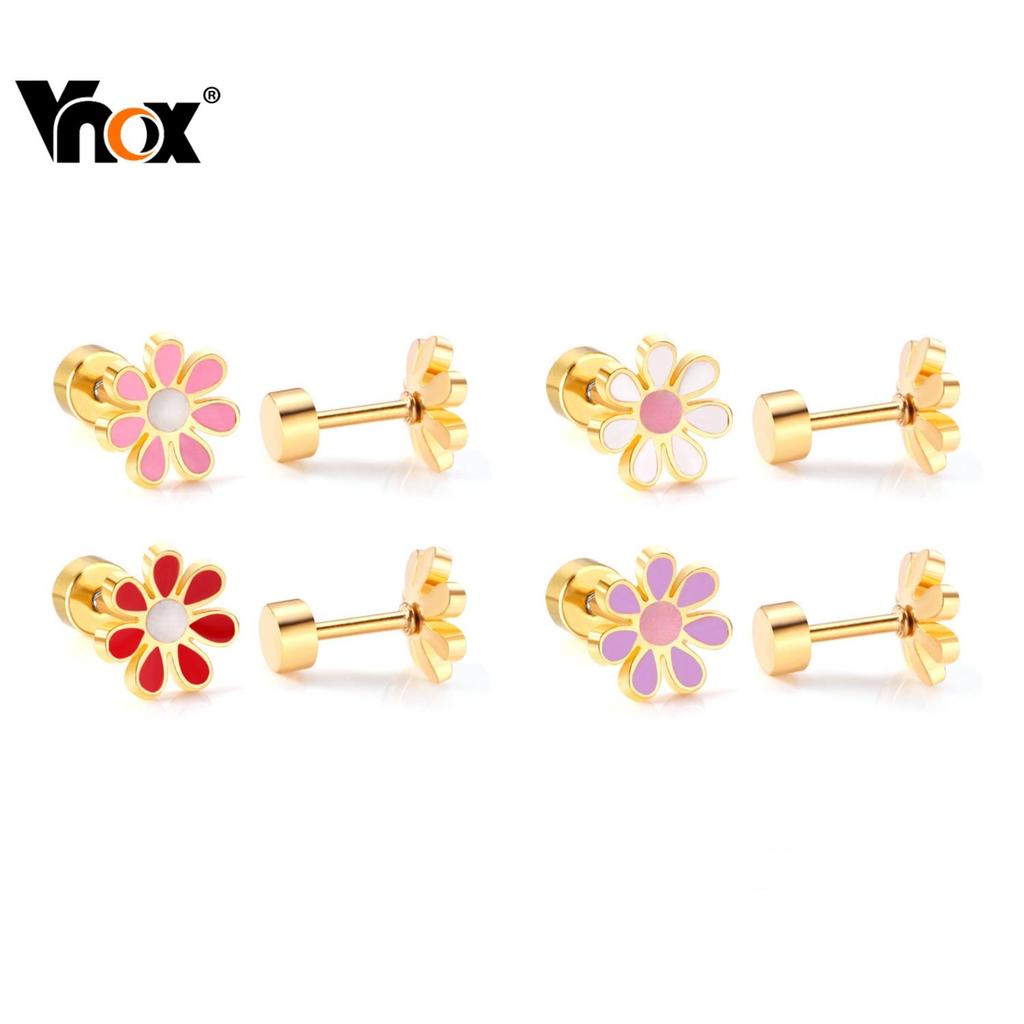 Vnox Hypoallergenic Colorful Daisy Flower Cute Stud Earrings for Women Baby Girl,Stainless Steel Earring em Oferta na Shopee