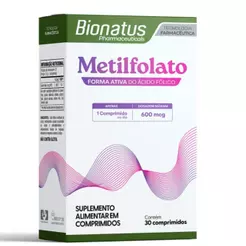 Metilfolato 600Mcg Com 30 Comprimidos Suplemento Comprimidos