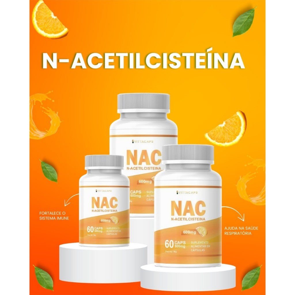 Nac 600mg 180 cápsulas N Acetilcisteina Antioxidante-LEVE3-PAGUE2