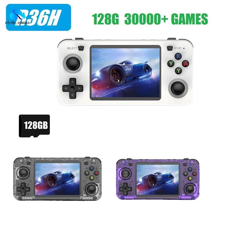 R36H Console De Jogos Retrô Portátil 128G 30000 + Linux 3.5 Polegadas Reprodutor De Vídeo De Bolso Para Presente Infanti