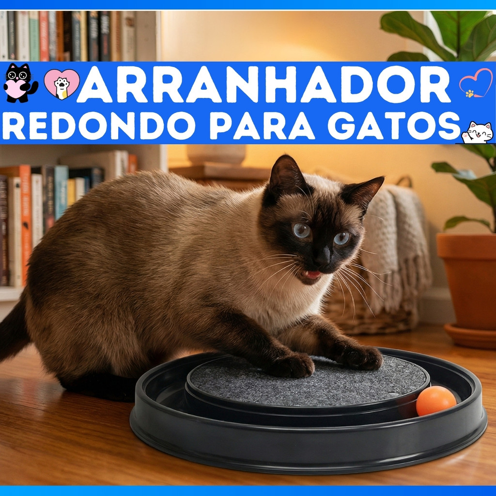 Arranhador Redondo para gatos com bolinha Antiesstress - O Mais Barato do Mercado