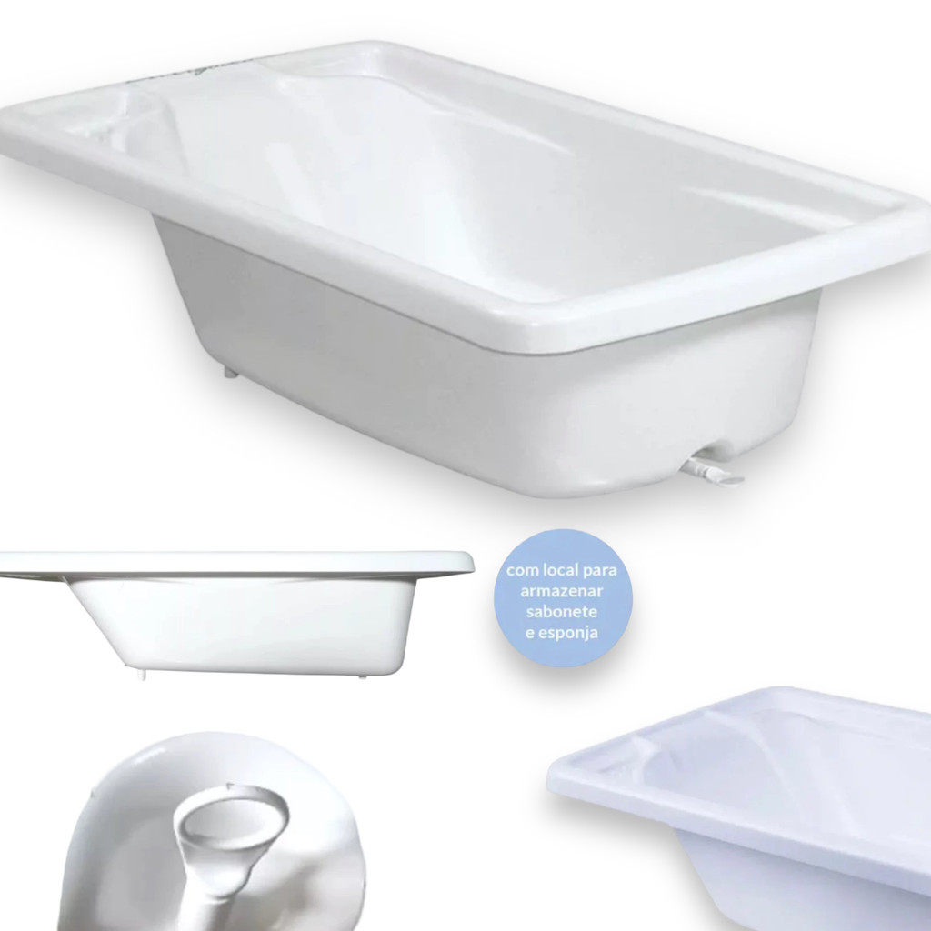 Banheira Para Bebê Infantil Burigotto Rígida Branca 20 L Resistente e Durável