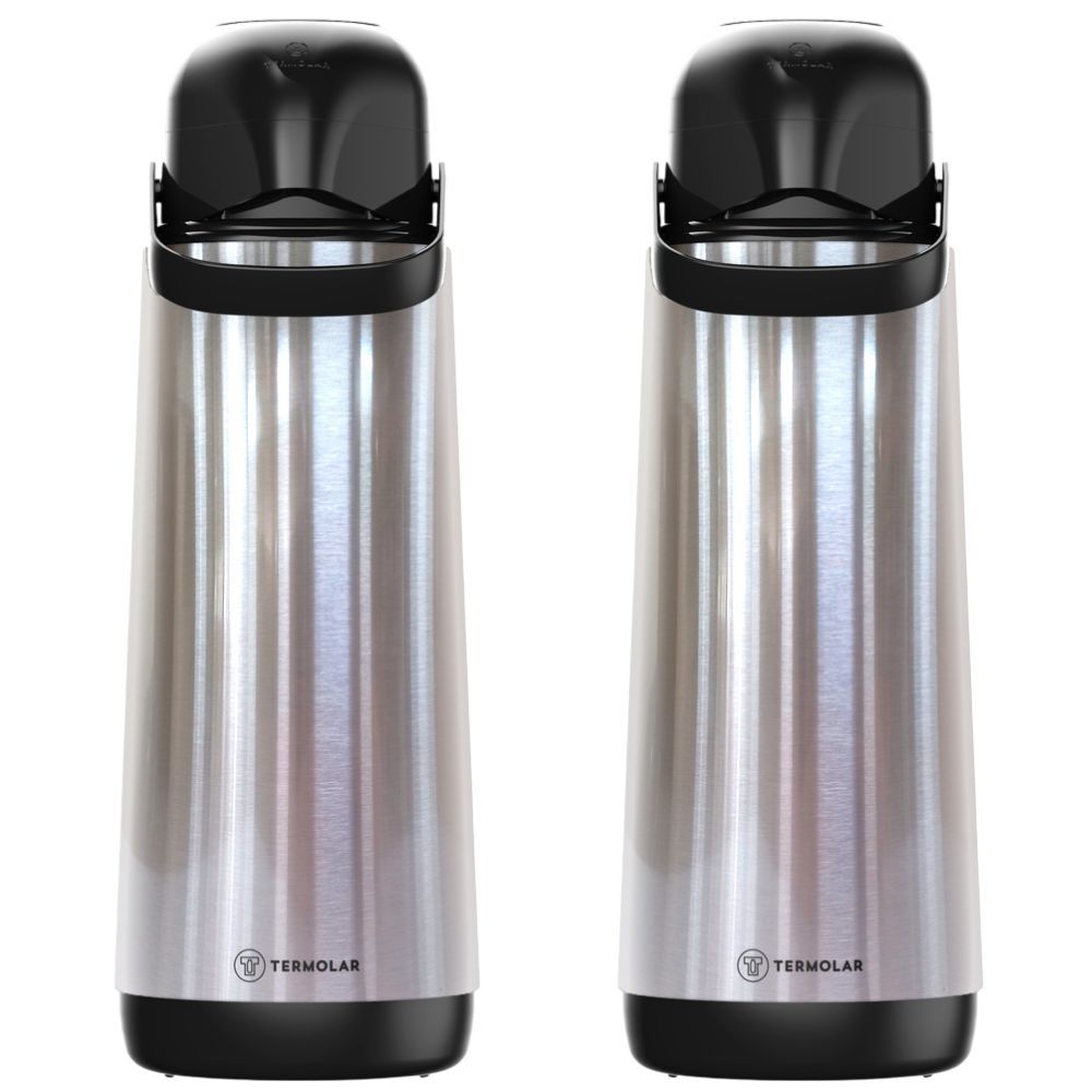 kit 2 Garrafa Térmica Café Leite Chá 1,8 Litros com Ampola de Vidro e Aço Inox Termolar