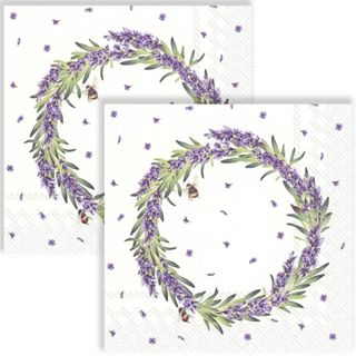 Guardanapo para Decoupage IHR 33x33 cm Flores Coroa de Lavanda com 2 Unidades Ref. 213.583 em Oferta na Shopee
