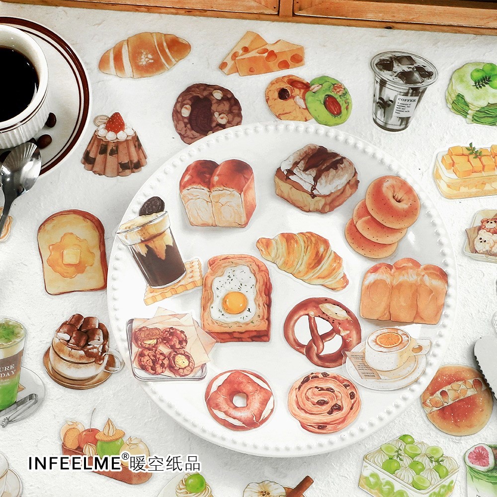 20 Pçs Delicioso Sobremesa Comida Bolo Pão Donut Sorvete Bebida Papelaria Adesivo Scrapbook Etiqueta Decorativa DIY Arte
