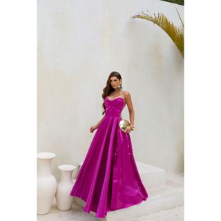 Vestido Alessia Zibeline Fenda Lateral Casamento Debutante Festas Formatura Madrinha Elegante Gala em Oferta na Shopee