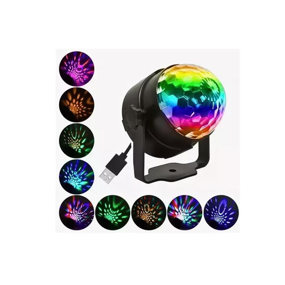 Globo de Luz Giratório DJ Para Festa USB Projetor de Luz RGB Bivolt