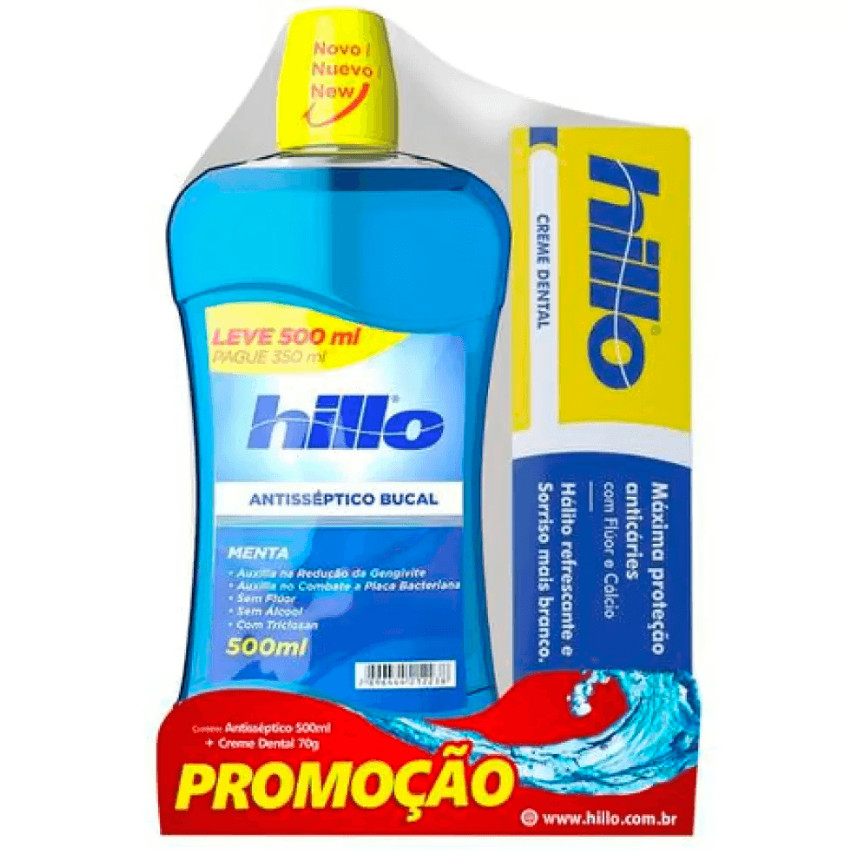 Kit Enxaguante Bucal 500ml + Creme Dental 70g Hillo