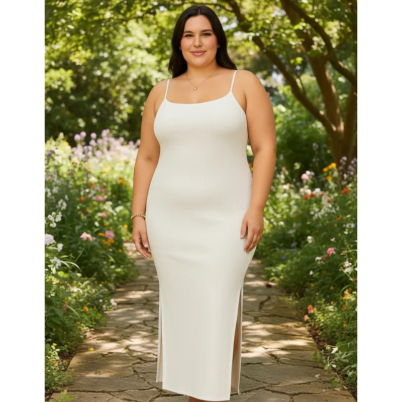 Vestido Longo Feminino com Alça Fina e Fenda Lateral  P ao G3  Moda Plus Size