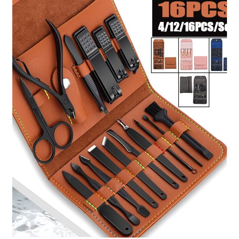 KIT 16 Pçs Professional Aço Inoxidável Cutícula Nippers Cortador De Unhas Da Arte Do Prego Ferramentas Colher Empurrador
