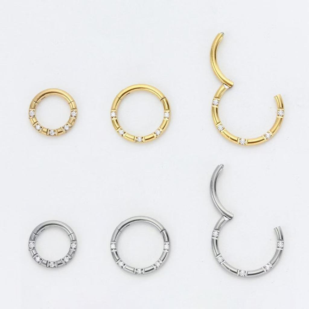 Piercing titânio  Argola Segmento titânioCirúrgico Articulado Detalhes Pontinhos Zircônia | Helix, Septo, Rook, Conch em Oferta na Shopee