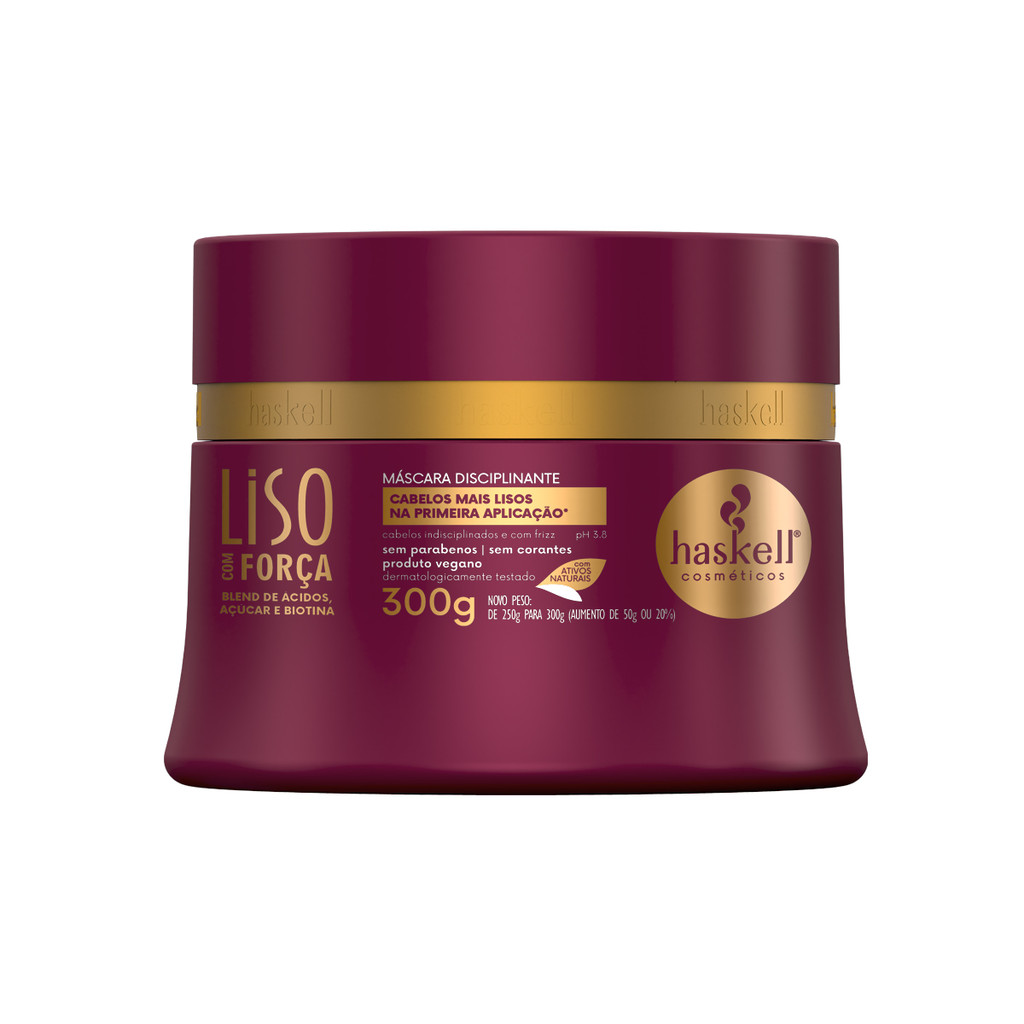 Máscara Liso com Força 300ml Haskell | Cabelos alinhados, hidratados e livres do frizz