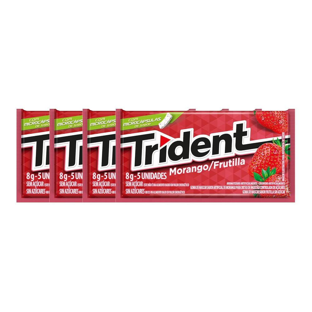 Kit 4 Chiclete Trident Morango 8g com 5 Unidades em Oferta na Shopee