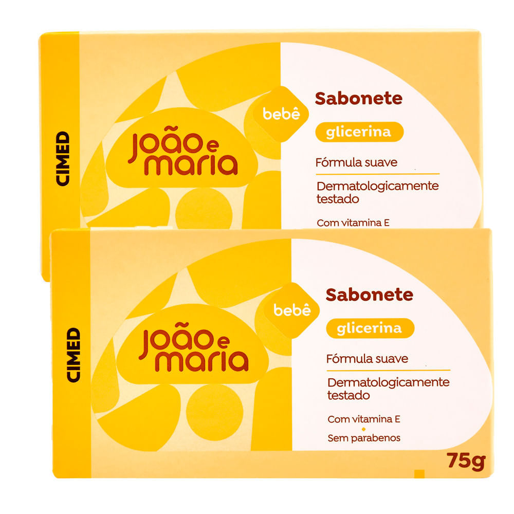 Kit 2 Sabonete em Barra Glicerina Cimed Bebê João e Maria 75g em Oferta na Shopee