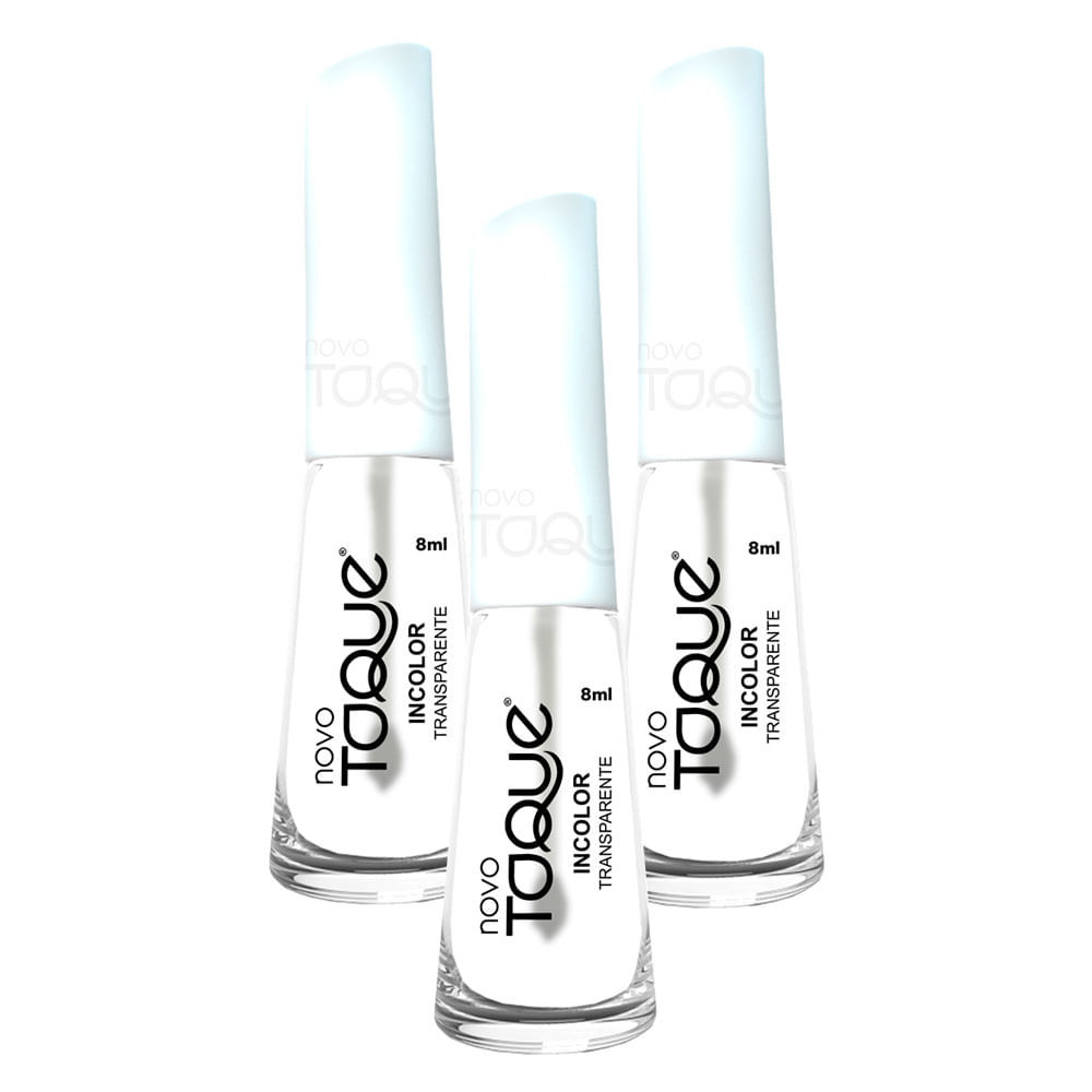 Kit 3 Esmalte Novo Toque Transparente Cor Incolor 8ml