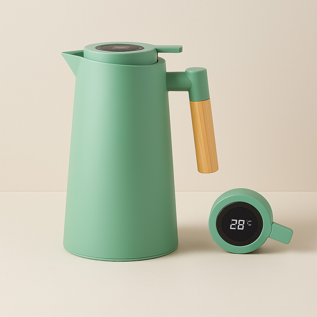 Garrafa Térmica 1L Inox com Termômetro LED Digital 1 Litro | Mantém Quente 24h Água Café Chá