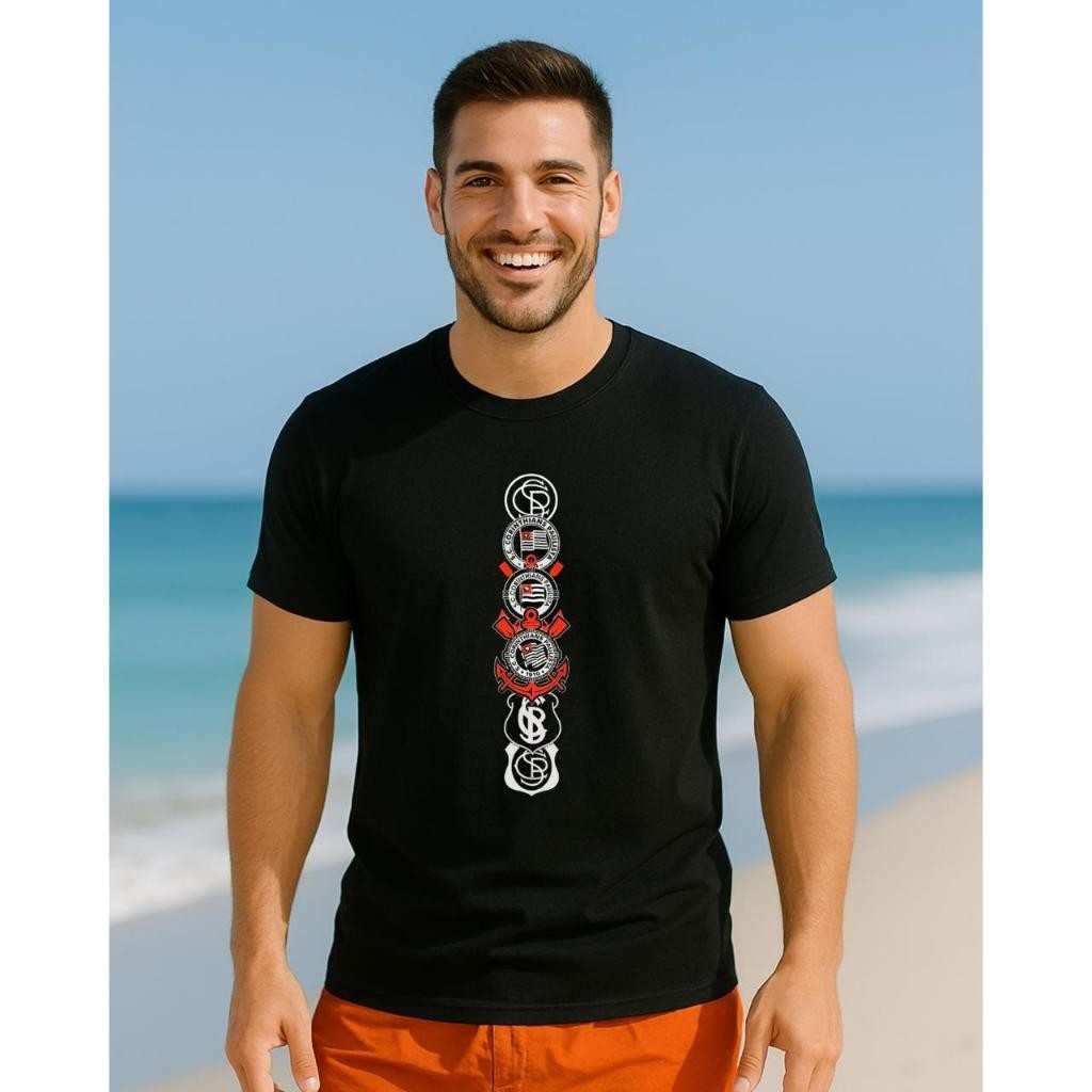 Camiseta Corinthians Timão  100% Algodão 30.1 Premium  G1 ao G5 Gola Redonda Torcedor