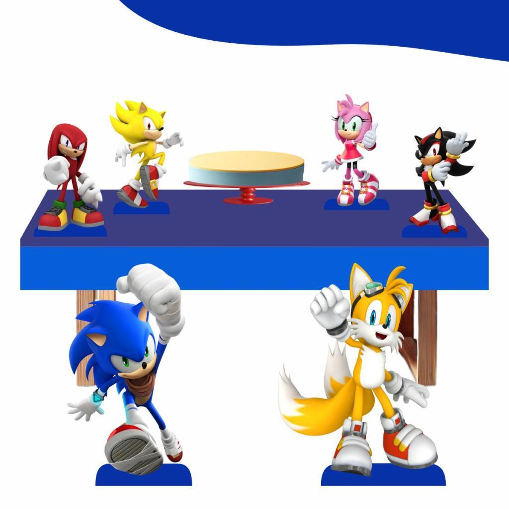 Kit 4 Displays de Mesa 20cm + 2 Totens de Chão 43cm MDF 3mm - Sonic em Oferta na Shopee