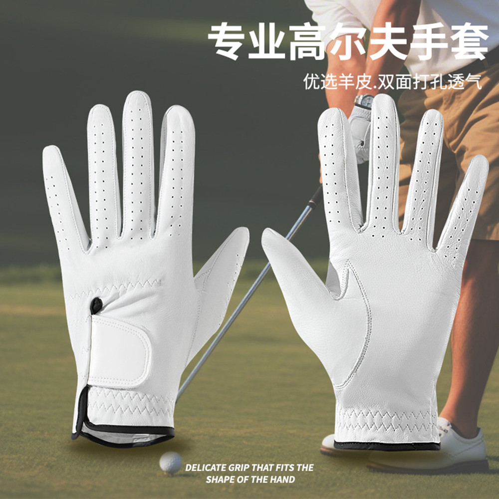 Luvas de golfe masculinas pele de cordeiro mão esquerda único resistente ao desgaste respirável antiderrapante luvas de 