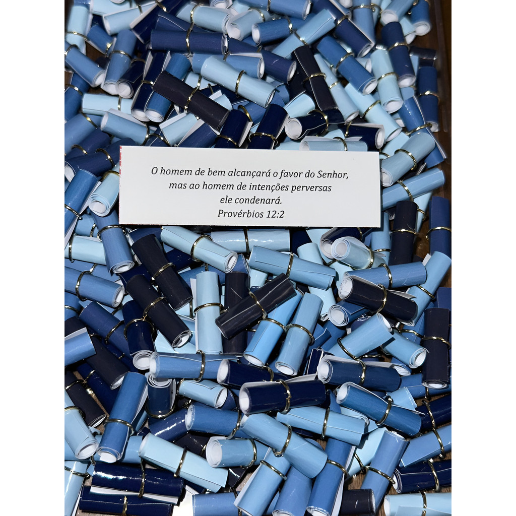 Refil Pote Versículos Bíblicos/ENROLADINHOS/ POTE DE BENÇÃOS 100 Un TONS DE AZUL