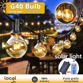 G40 Cordão de luzes de 15 metros com 25+2 lâmpadas pretas, adequado para uso externo,classificação de proteção IP65,220V em Oferta na Shopee
