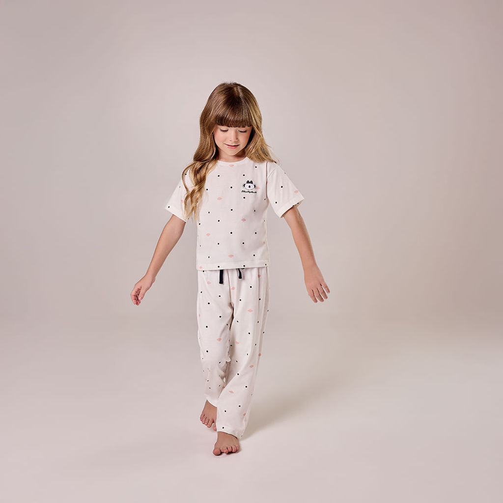 Pijama Feminino Infantil Manga Curta Com Calça em Oferta na Shopee