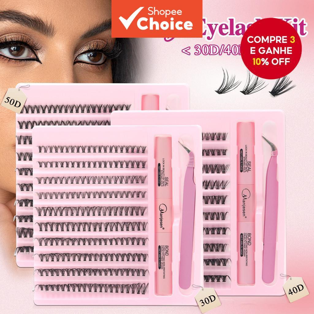 Kit De Extensão De Cílios Manjesen-Pacote Com 200 Cola E Pinças , Ondulados Em Forma De D