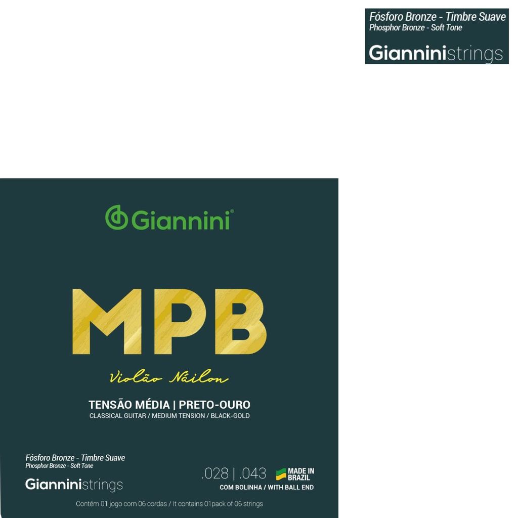 Encordoamento Violão Giannini MPB Nylon GENWBG Fósforo Bronze Média