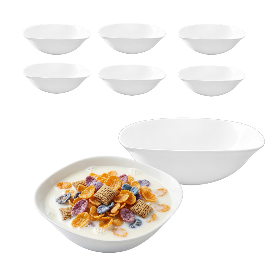 Kit 6 Tigela Bowl De Vidro Quadrado Sobremesa Branco Opaline 500ml