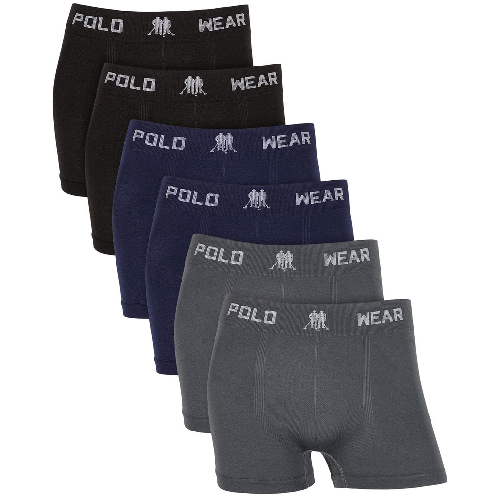 Kit com 6 Cuecas Polo Wear Adulto Masculino Boxer Microfibra Sem Costura Confortável Original