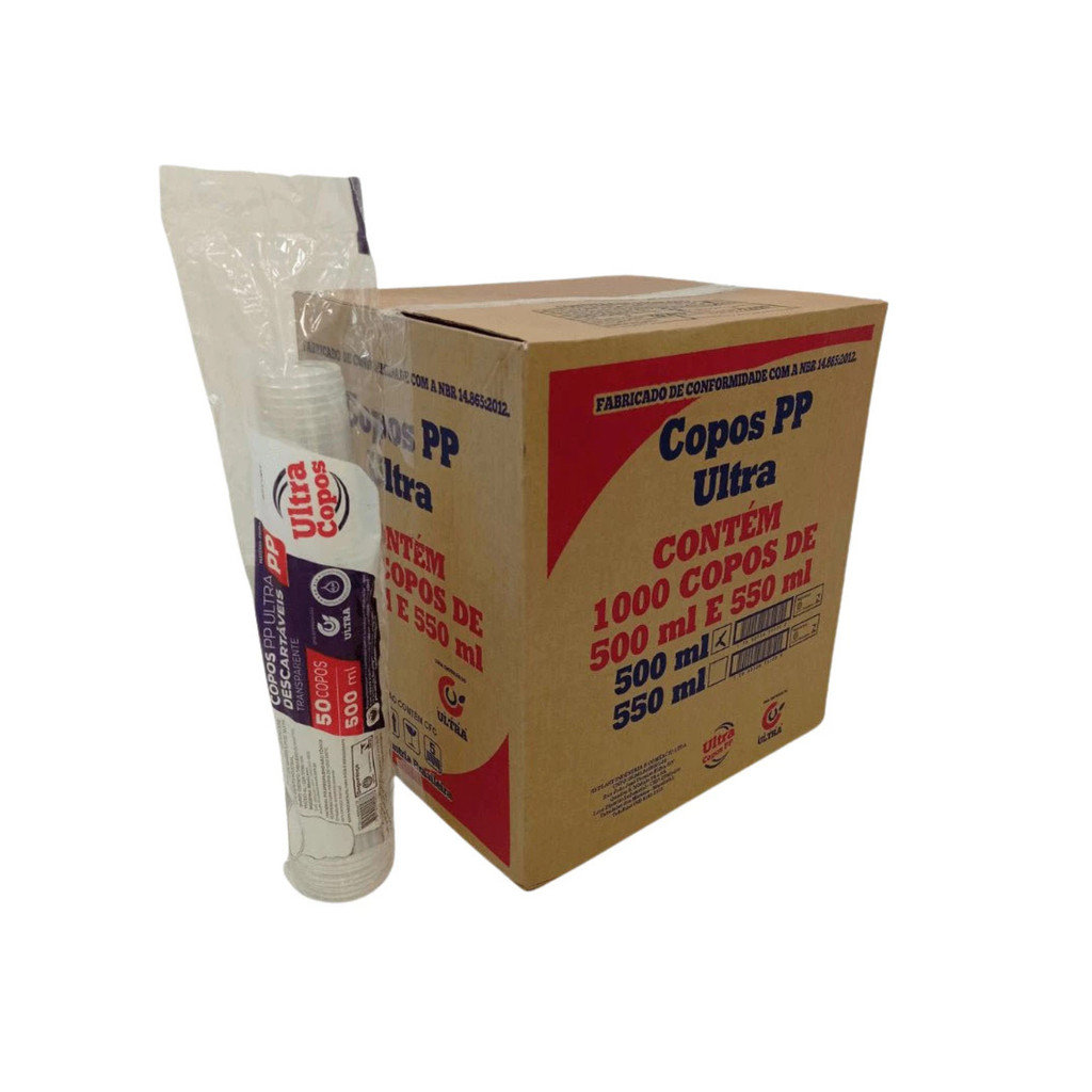 Copo Ultra Transparente Liso de 500ml - Caixa com 1000 Unidades em Oferta na Shopee