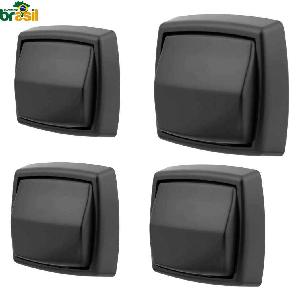 Kit 4 Acabamento Válvula Descarga  Preto Abs Luxo Banheiro Tampa Descarga Universal Hydra Docol Deca