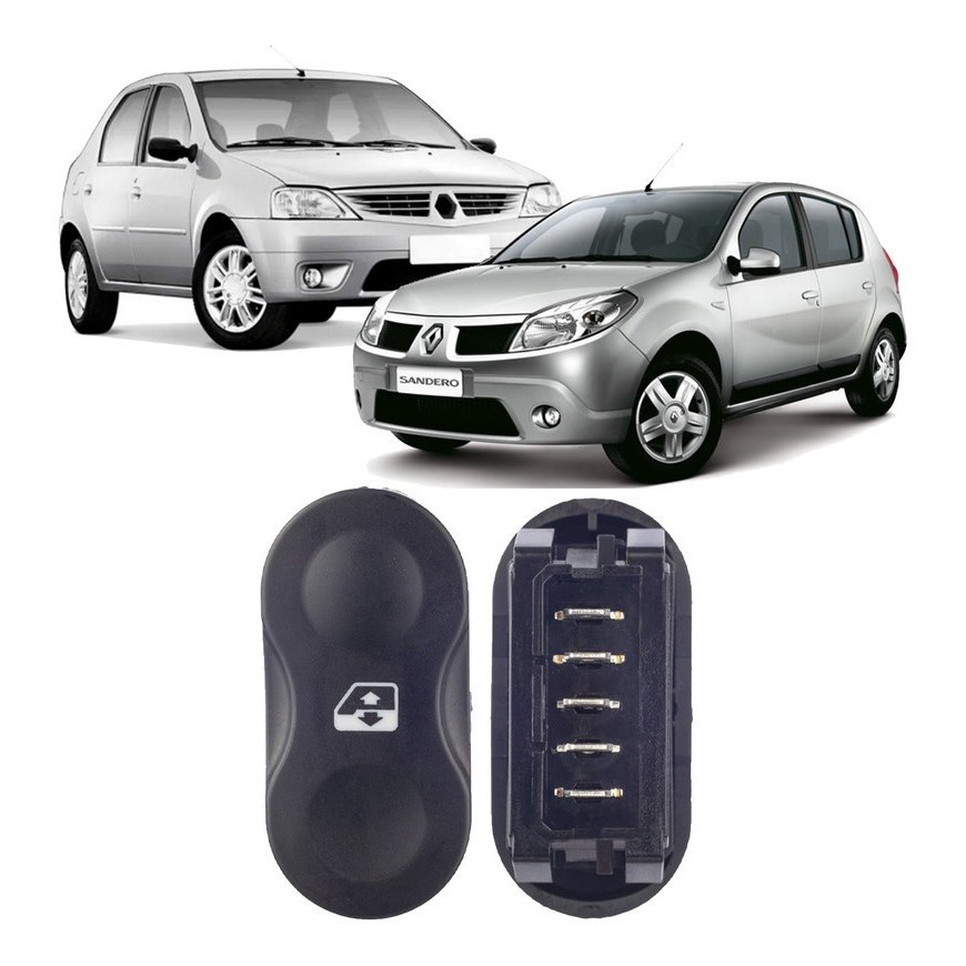 Interruptor do Vidro Eletrico Simples Dianteiro Direito Lado Passageiro Renault Logan Sandero  2008-2010 em Oferta na Shopee