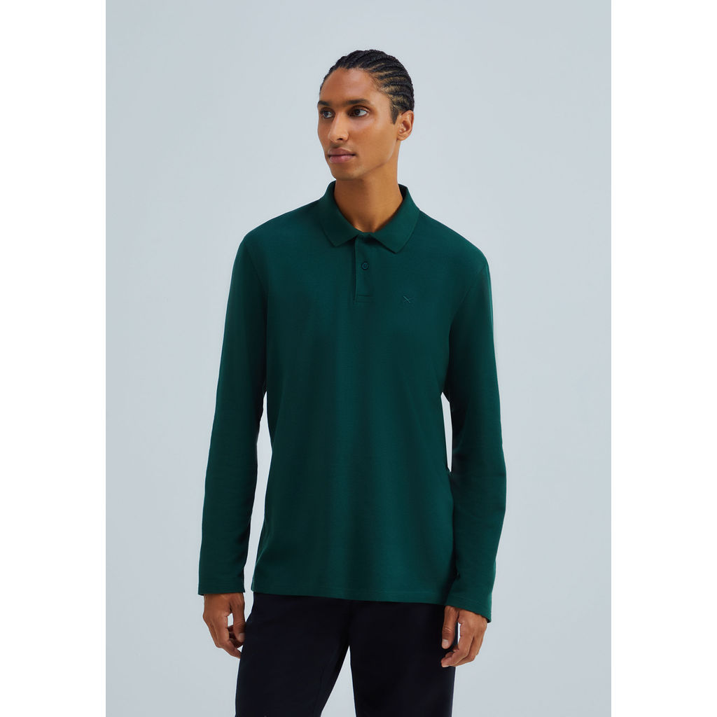 Camisa Polo Masculina Manga Longa Em Piquet em Oferta na Shopee