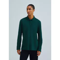 Camisa Polo Masculina Manga Longa Em Piquet