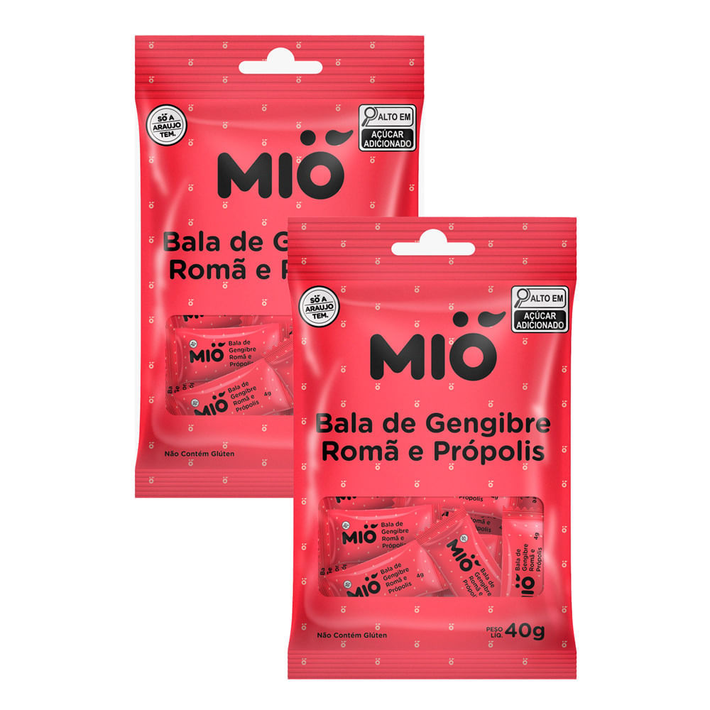 Kit 2 Bala Gengibre Romã e Própolis Mió 40g em Oferta na Shopee