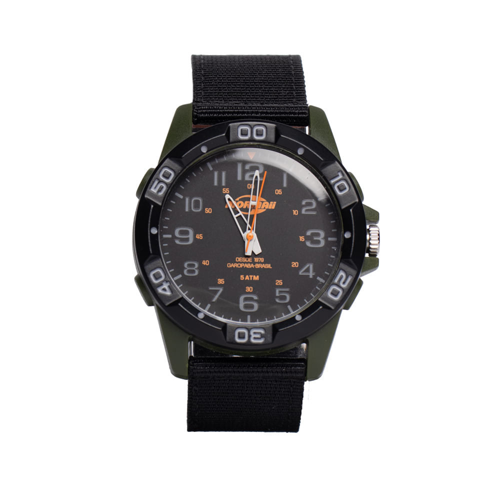 Relógio Masculino Mormaii Nylon MOPC21JAR/8V Preto/Laranja
