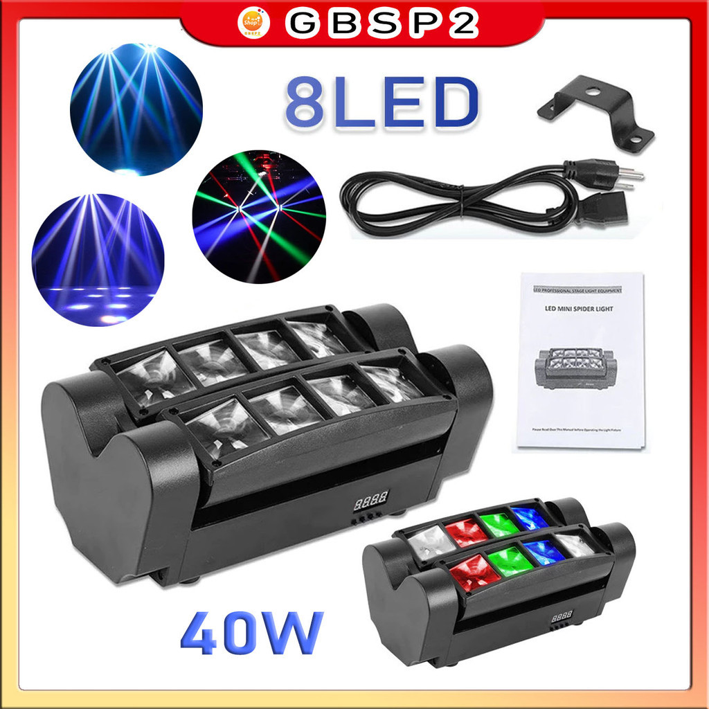 Luz De Palco Dj Mini Aranha 8 Leds 40w Rgbw Controle Voz LED RGB Luzes de Festa Discoteca Balada Bar Eventos Decoração