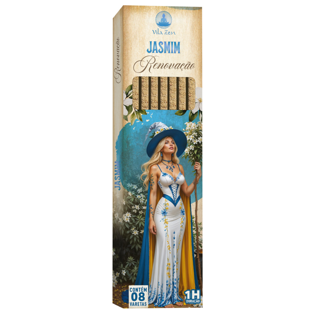Incenso Linha Mistica 0% Carvão Jasmim  C/ 8 Varetas