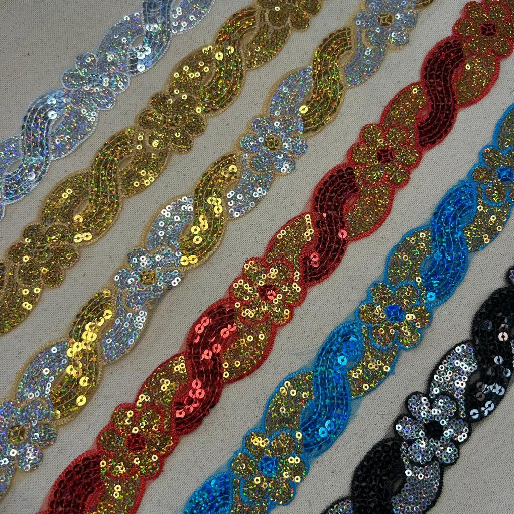 1 metro Fita Bordada Lantejoula Paete Galão Carnaval Costura Brilho em Oferta na Shopee