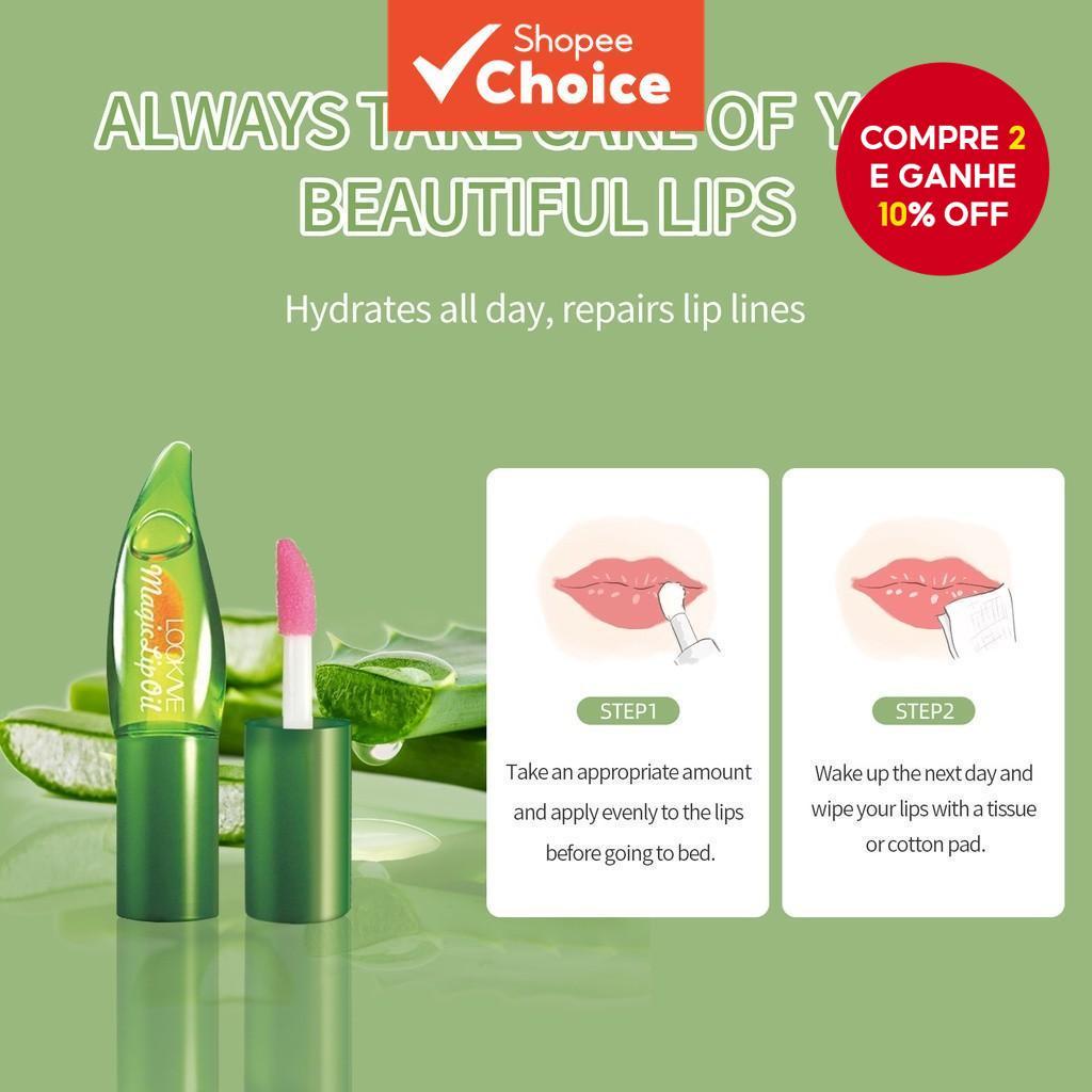  ZSEEY Brilho Labial Hidratante Magia de Cor Muda À Prova D'Água Gel de Aloe Vera Recheado com Jelly Tint Labial